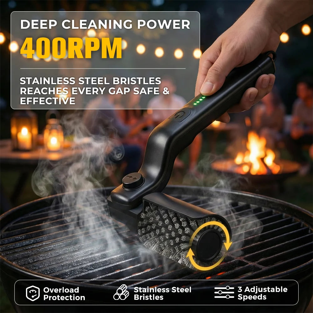 Electric BBQ Grill Brush - cordless power scrubber
