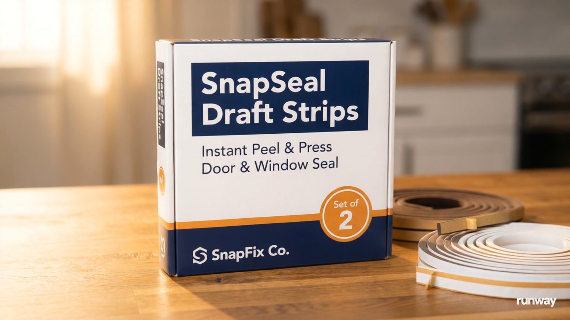 SnapSeal Draft Strips packaging by SnapFix Co., Set of 2